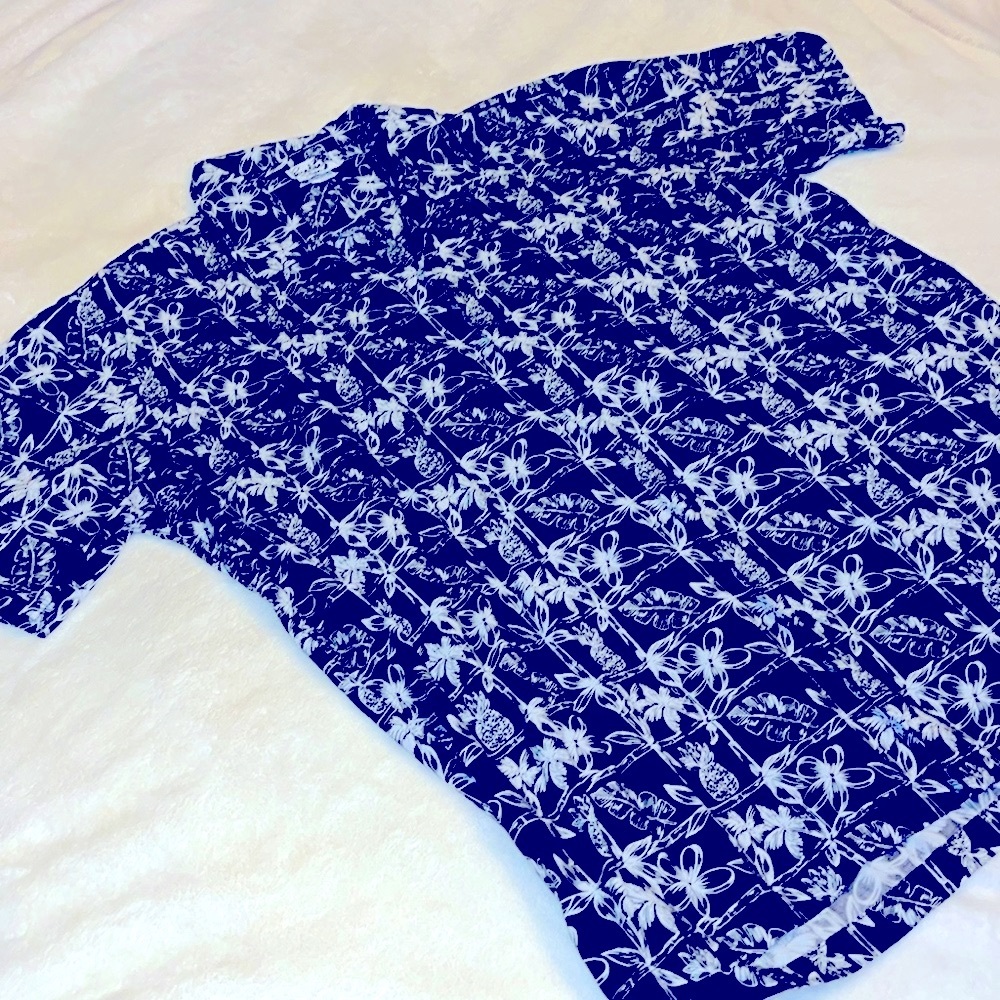Hawaiian men’s Hawaiian 100% Cotton shirt pineapples floral L black